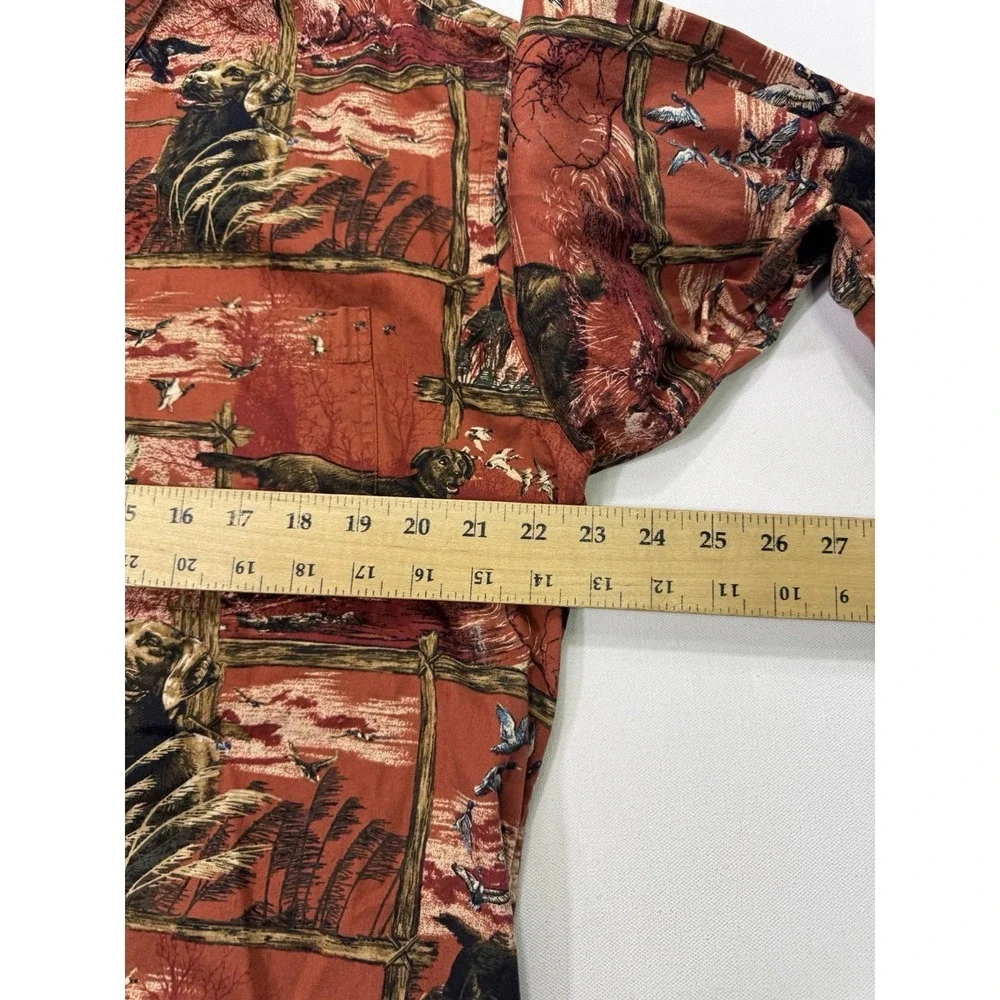 Magellan Sportswear Shirt Men Large Bird Dog Hunting AOP Button Down Outdoor Red